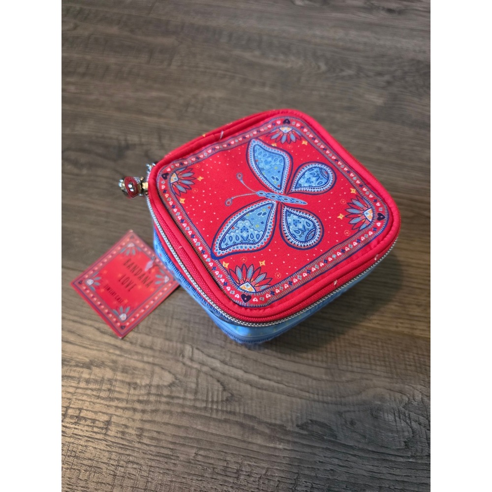 Brighton Bandana Love Jewelry Case Red Blue Butterfly Travel Organizer NEW